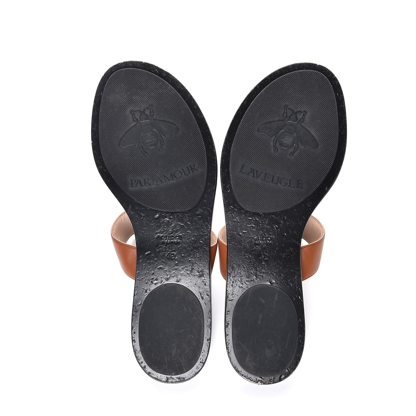 Calfskin GG Marmont Thong Sandals 42 Cognac