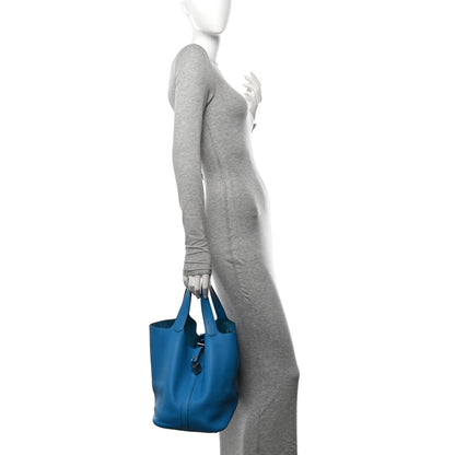 Hermes Taurillon Clemence Picotin Lock 22 MM Bleu Zanzibar 2 of 11