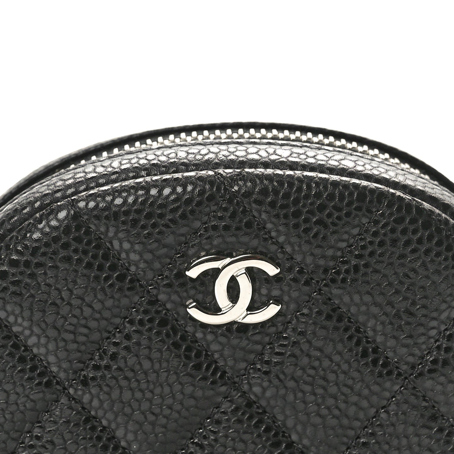 Caviar Quilted Zip Around Classic Coin Purse Black