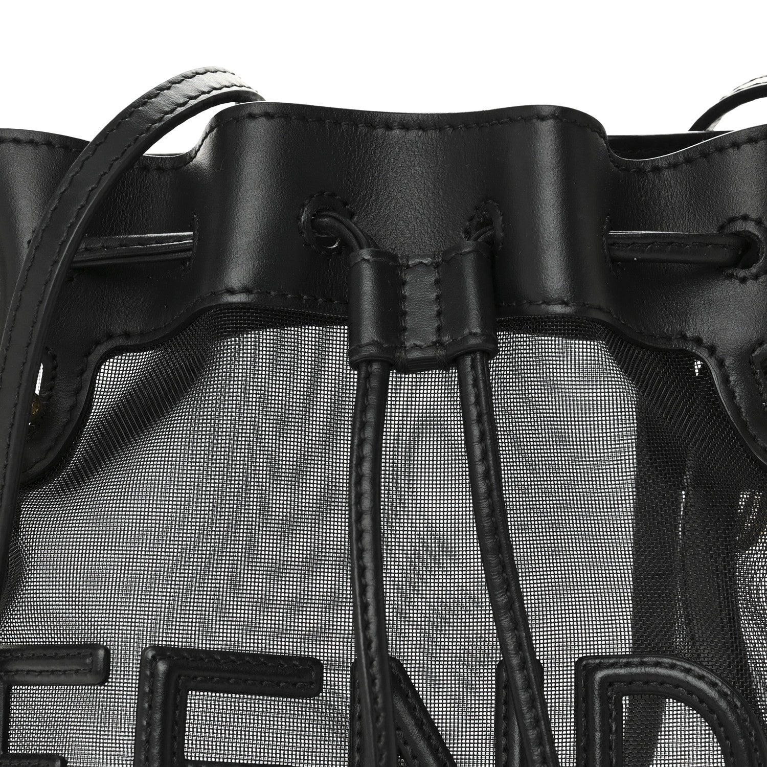 Fendi Mesh Vitello King F is Fendi Logo Embroidered Mini Mon Tresor Bucket Bag Black 7 of 9