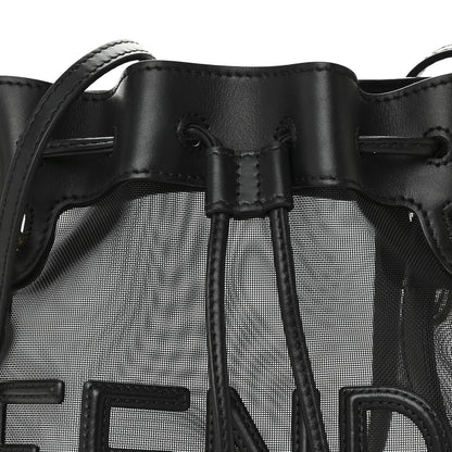 Fendi Mesh Vitello King F is Fendi Logo Embroidered Mini Mon Tresor Bucket Bag Black 7 of 9