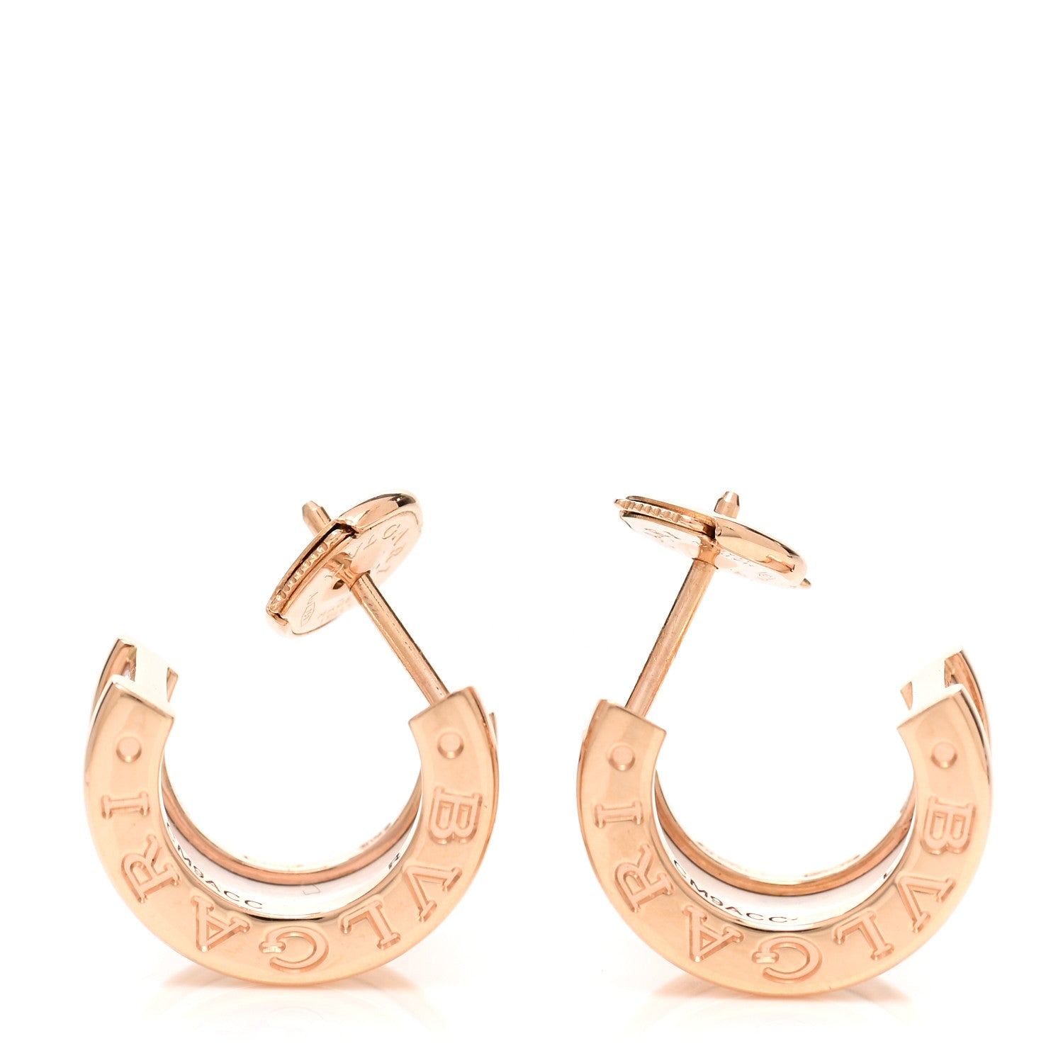 Bulgari 18K Rose Gold White Ceramic B.Zero1 Hoop Earrings 3 of 6