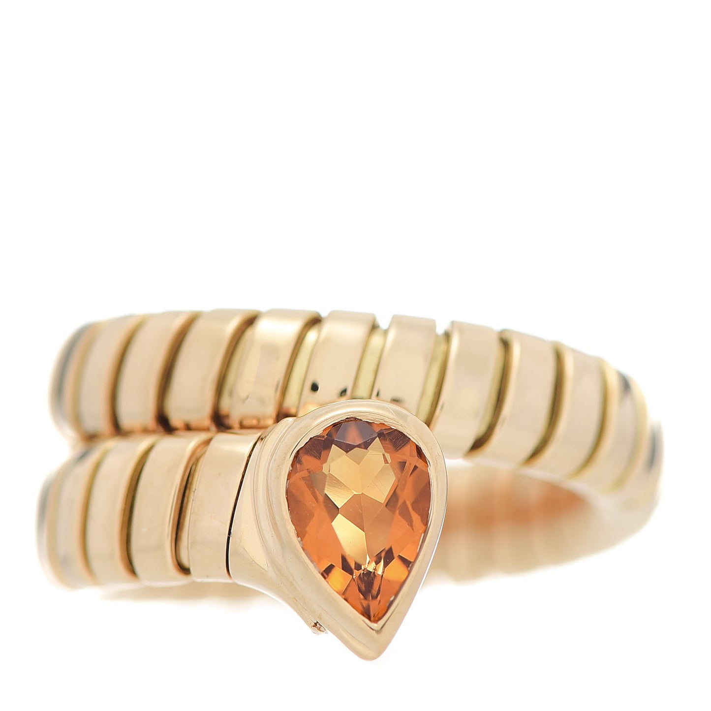 18K Yellow Gold Citrine Tubogas Ring 50 5.5