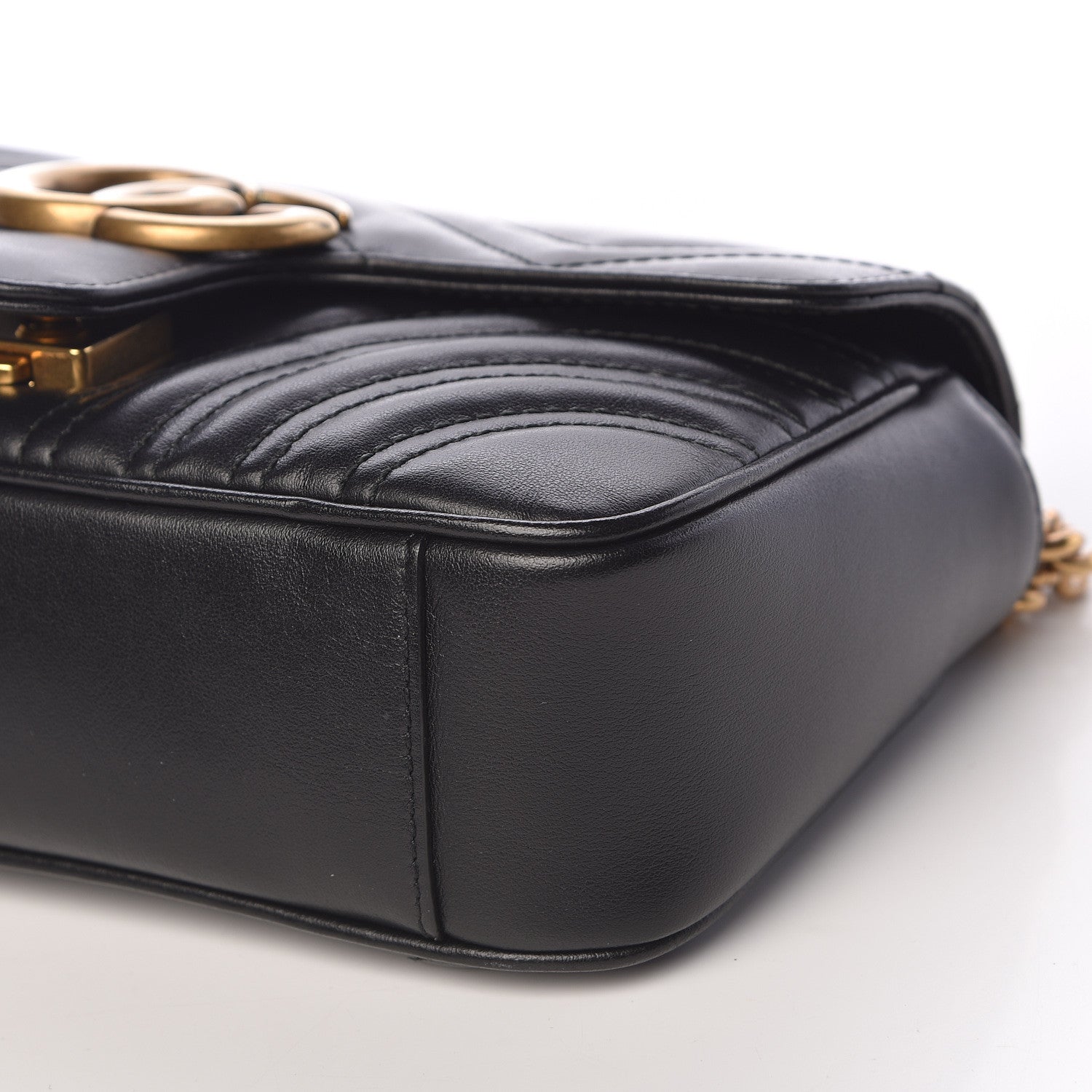 Gucci Calfskin Matelasse Mini GG Marmont Shoulder Bag Black 9 of 12