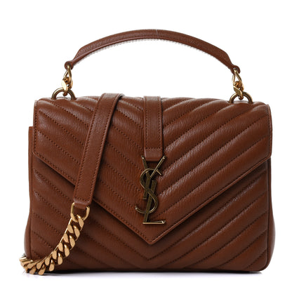 Saint Laurent Sheepskin Matelasse Chevron Monogram Medium College Bag Brick 1 of 4