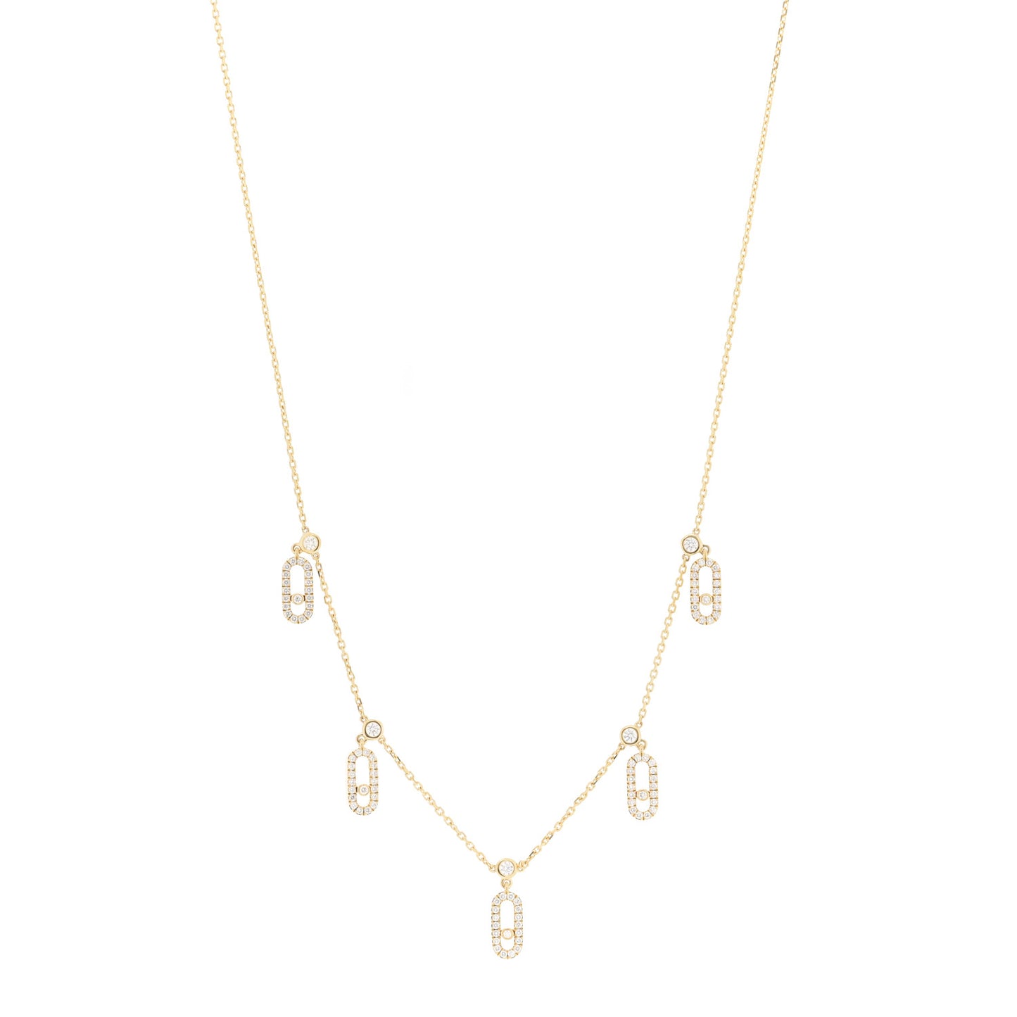 18K Yellow Gold Diamond Move Uno Pave Drop Choker Necklace