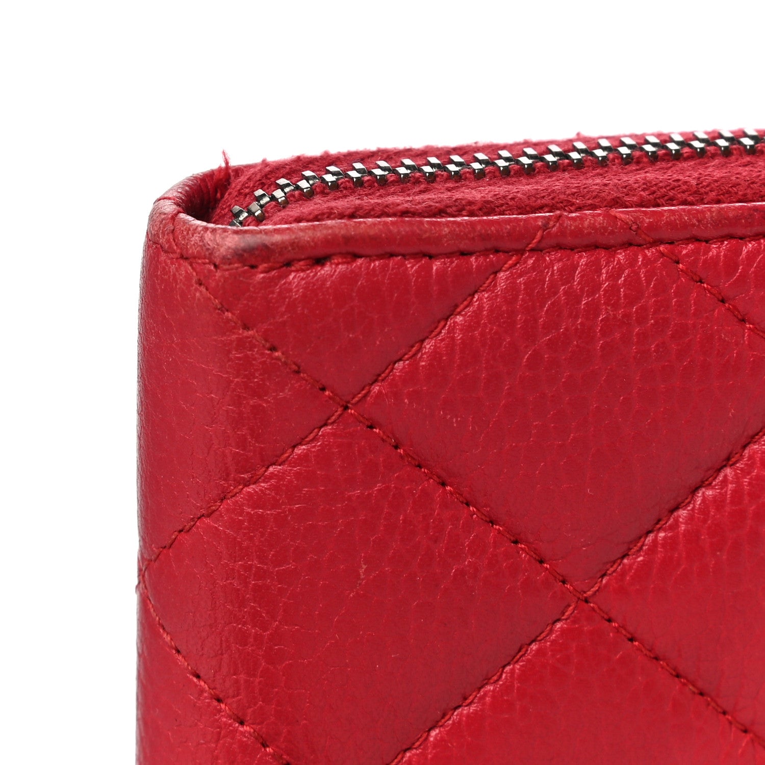 Chanel Caviar Quilted Small Zip Around Wallet Red 18 of 19