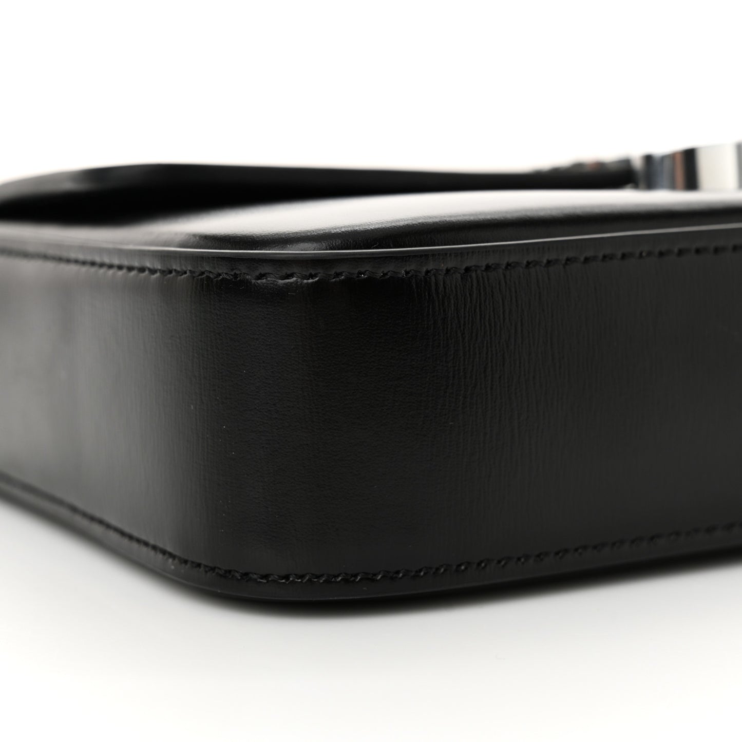 Shiny Calfskin Triomphe Chain Shoulder Bag Black