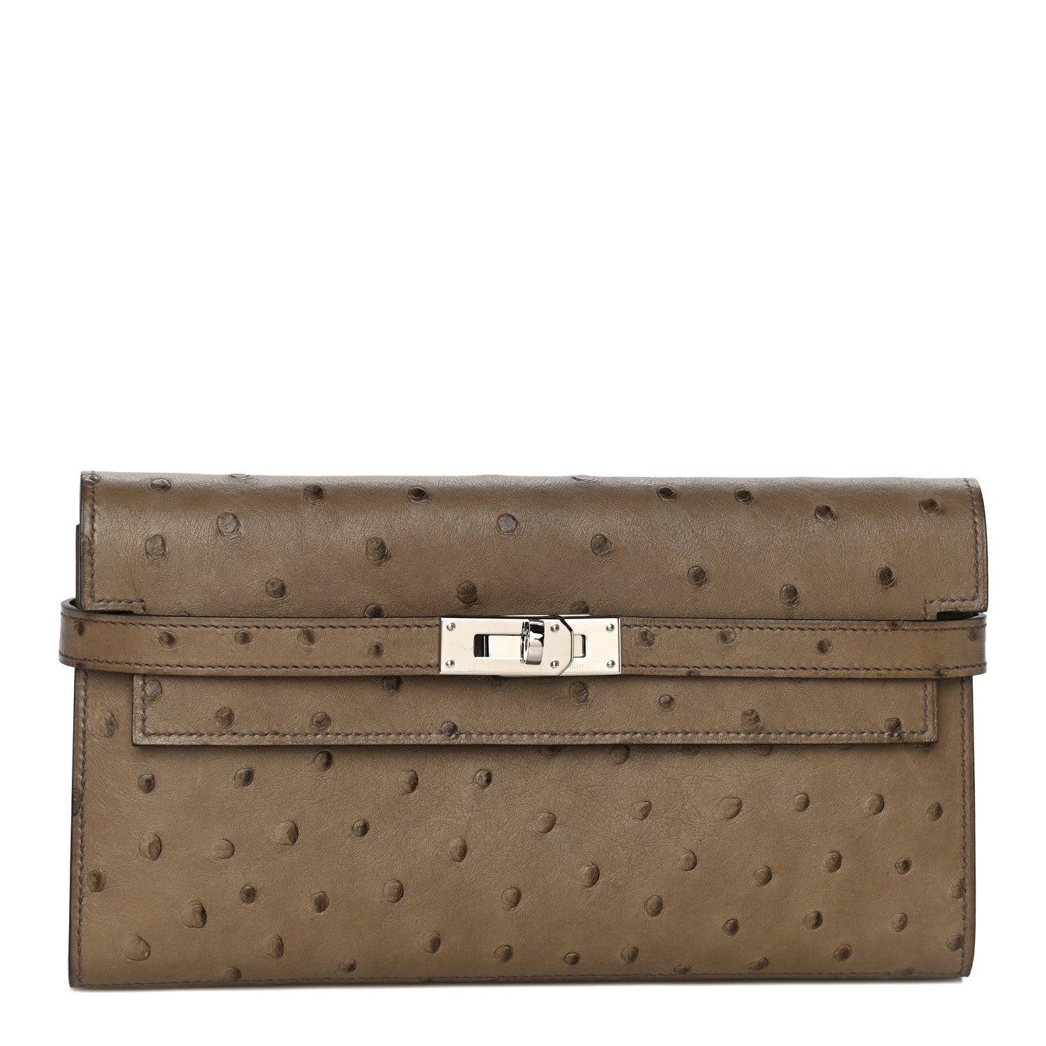 Hermes Ostrich Kelly Longue Wallet Gris Tourterelle 1 of 11