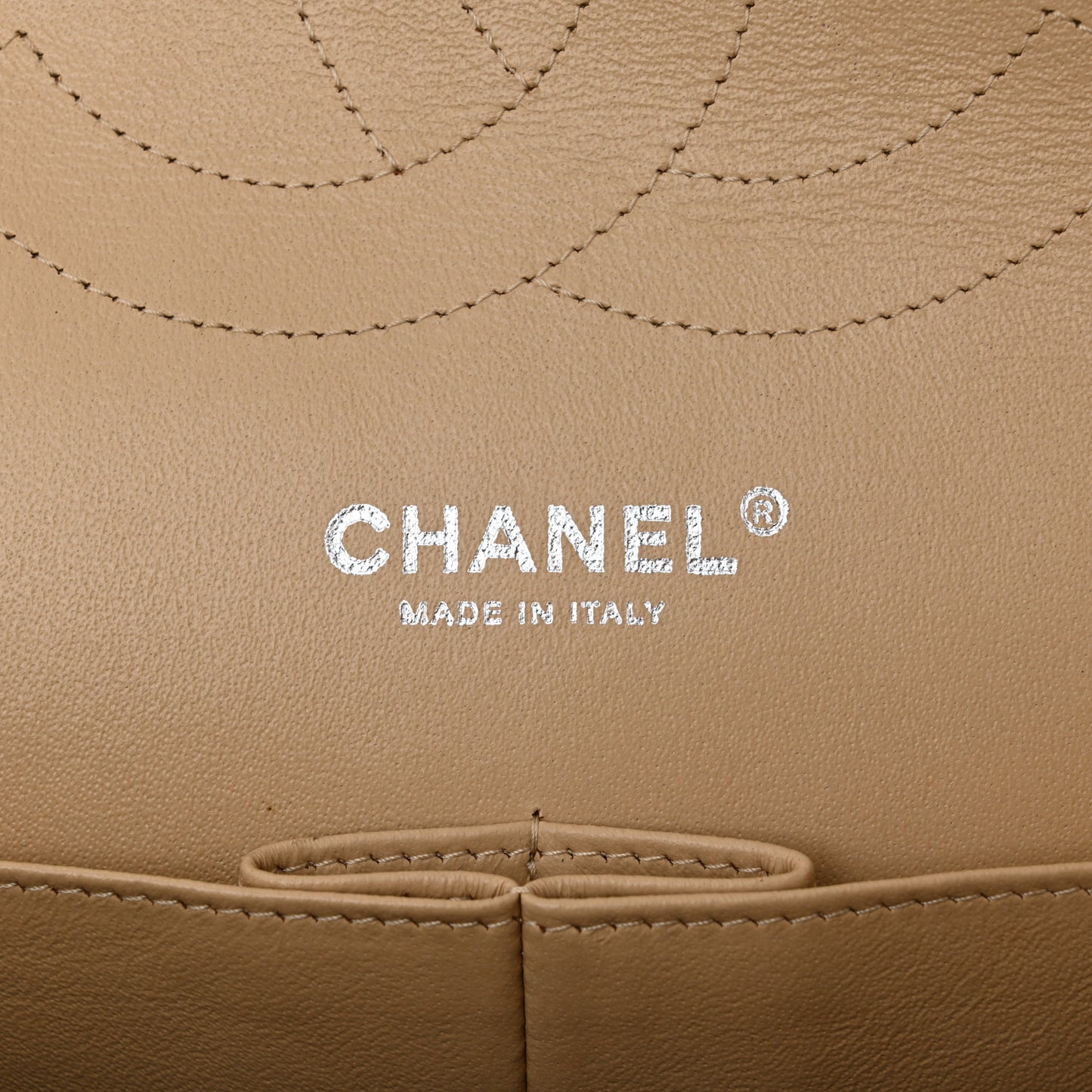 Lambskin Quilted Jumbo Double Flap Beige