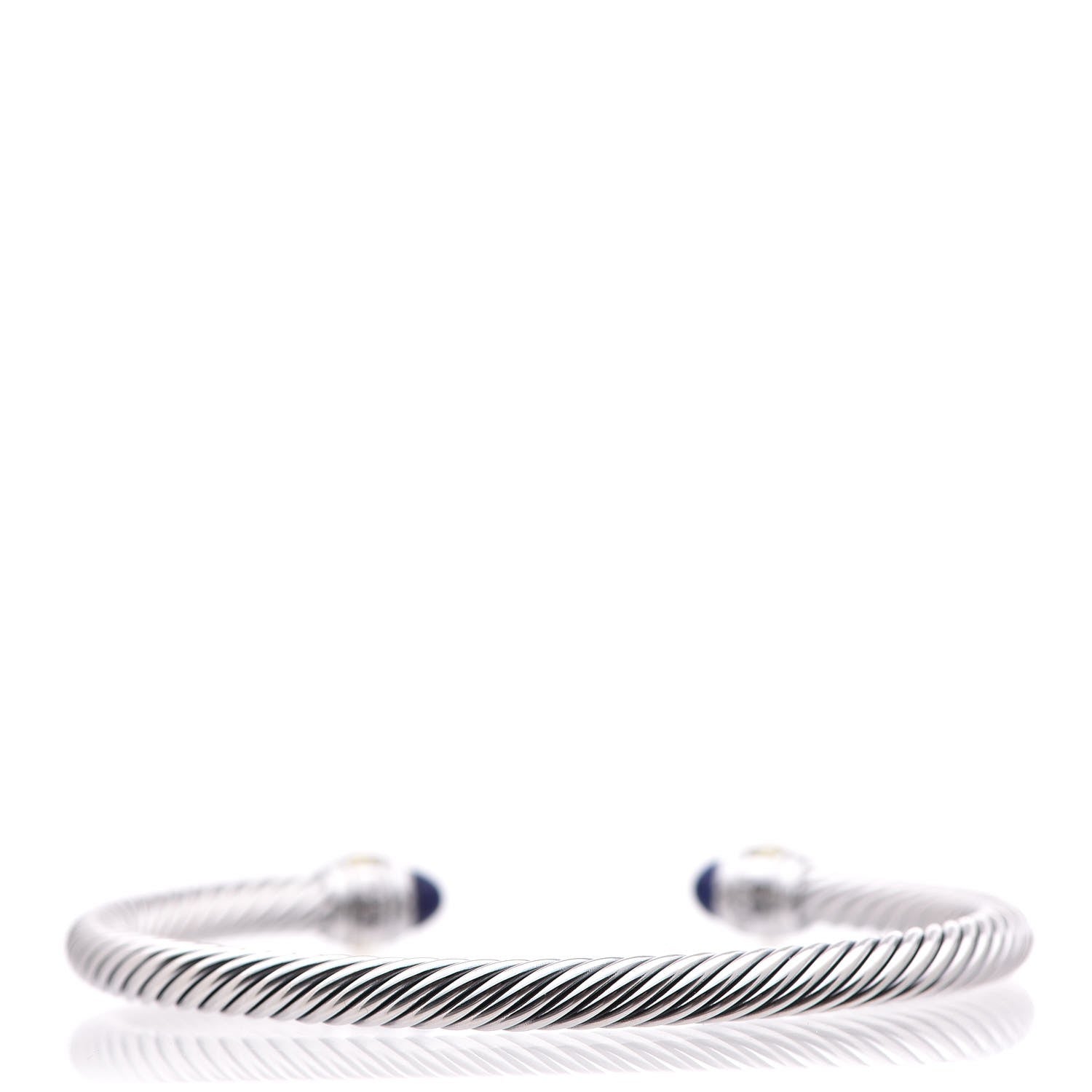 David Yurman Sterling Silver 14K Yellow Gold Lapis Lazuli 5mm Cable Classics Bracelet 3 of 10