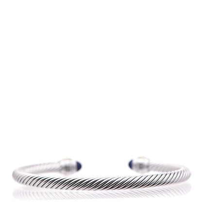 David Yurman Sterling Silver 14K Yellow Gold Lapis Lazuli 5mm Cable Classics Bracelet 3 of 10