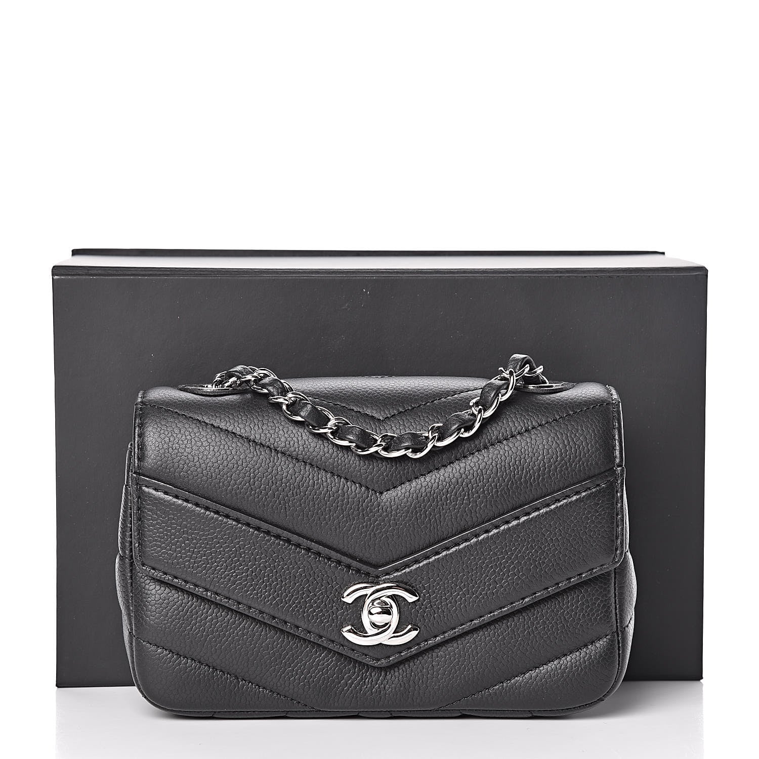 Chanel Caviar Chevron Quilted Small Single Flap Black 11 of 11