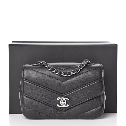 Chanel Caviar Chevron Quilted Small Single Flap Black 11 of 11