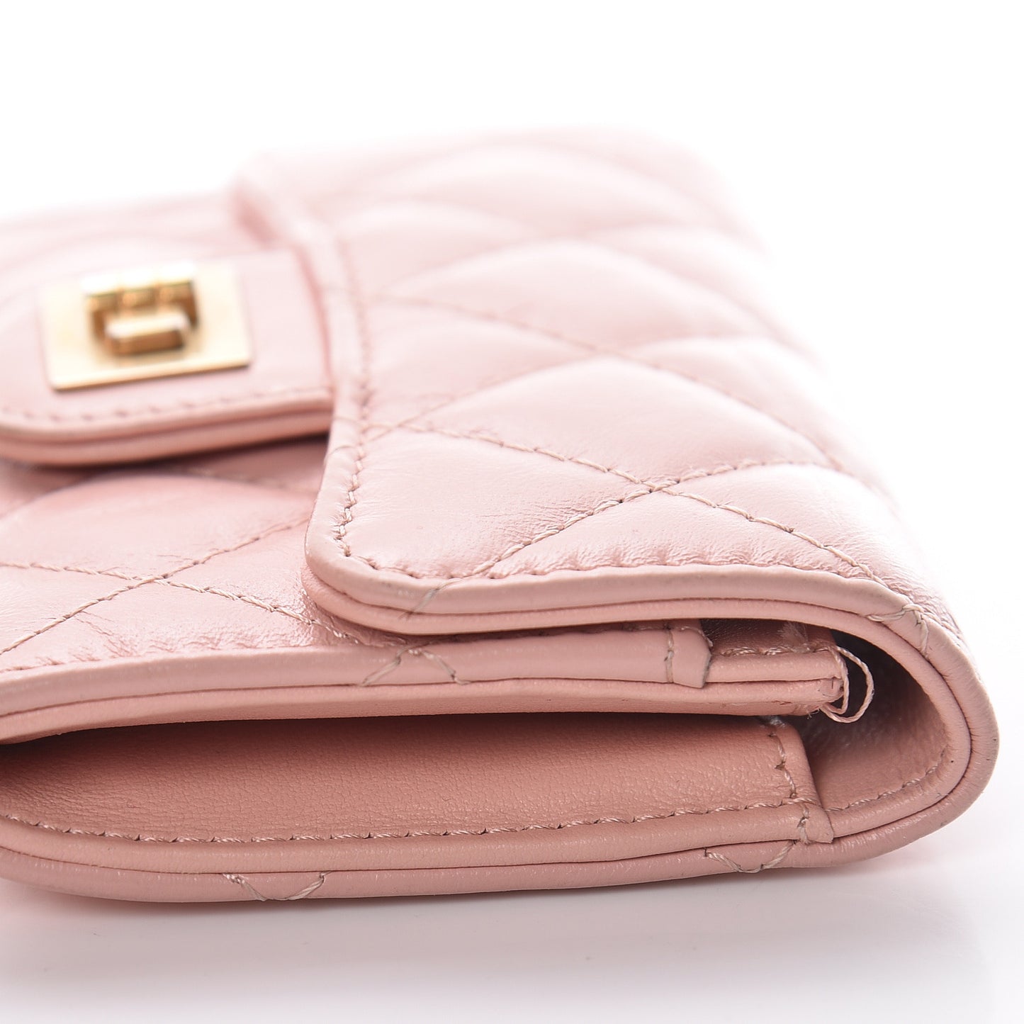 Aged Calfskin Quilted Reissue Flap Card Holder Pink