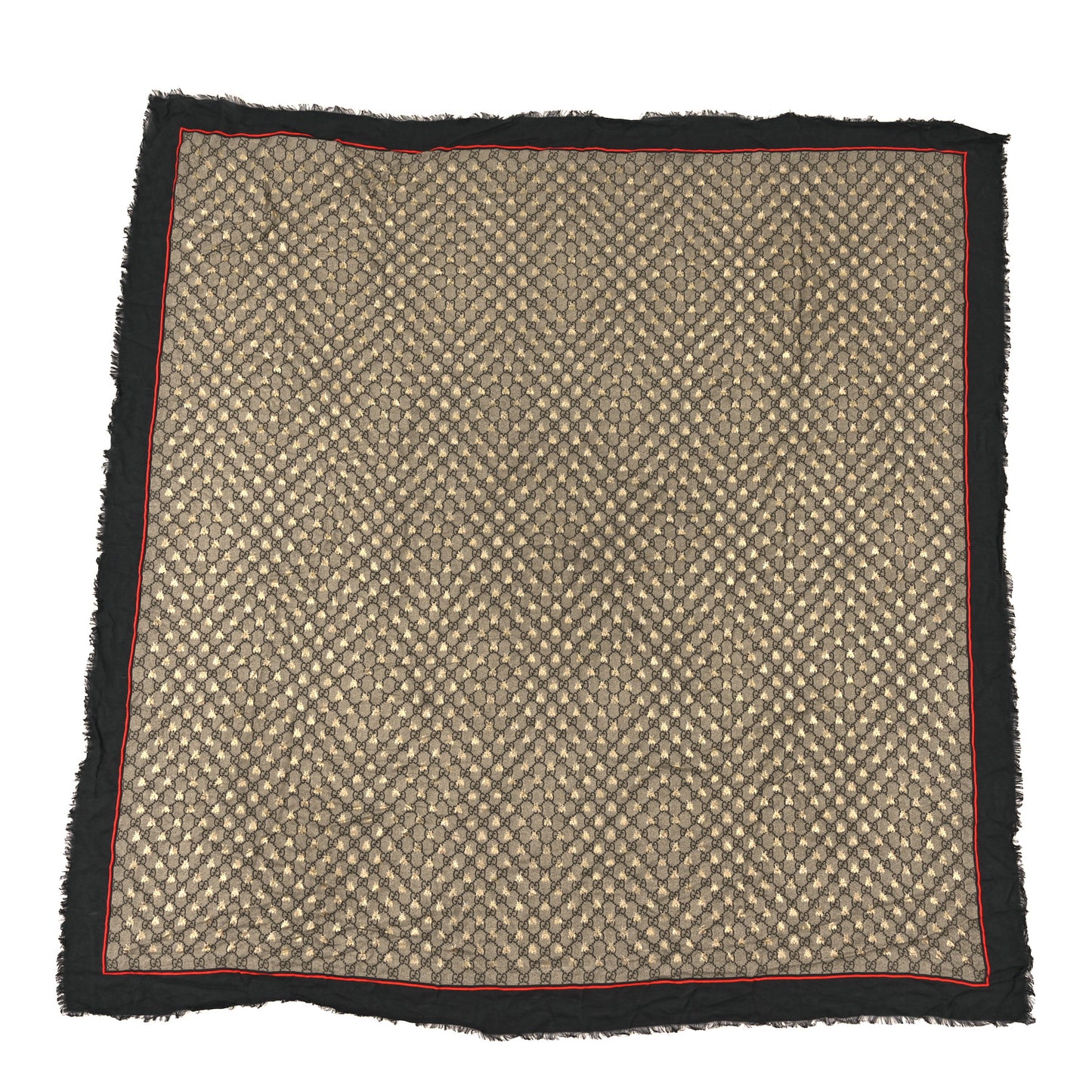 Modal Silk GG Monogram Big Bee GG Shawl Black Red