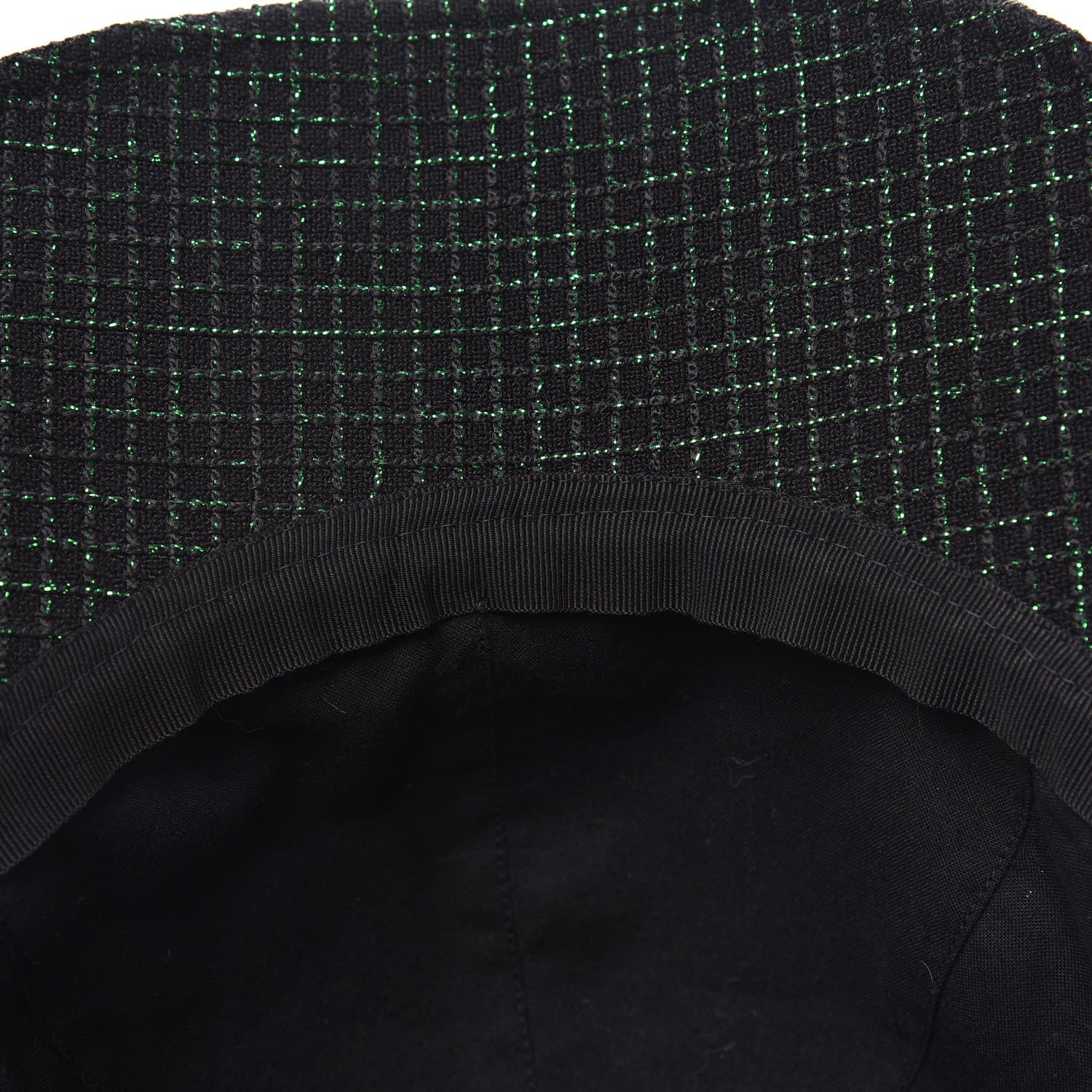 Chanel Metallic Tweed Cap Hat M Black Green 6 of 7