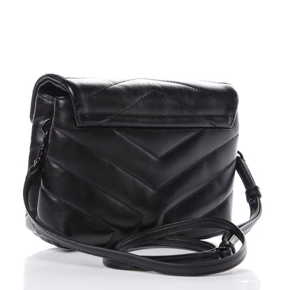 Saint Laurent Calfskin Y Quilted Monogram Toy Loulou Crossbody Bag Black 3 of 14