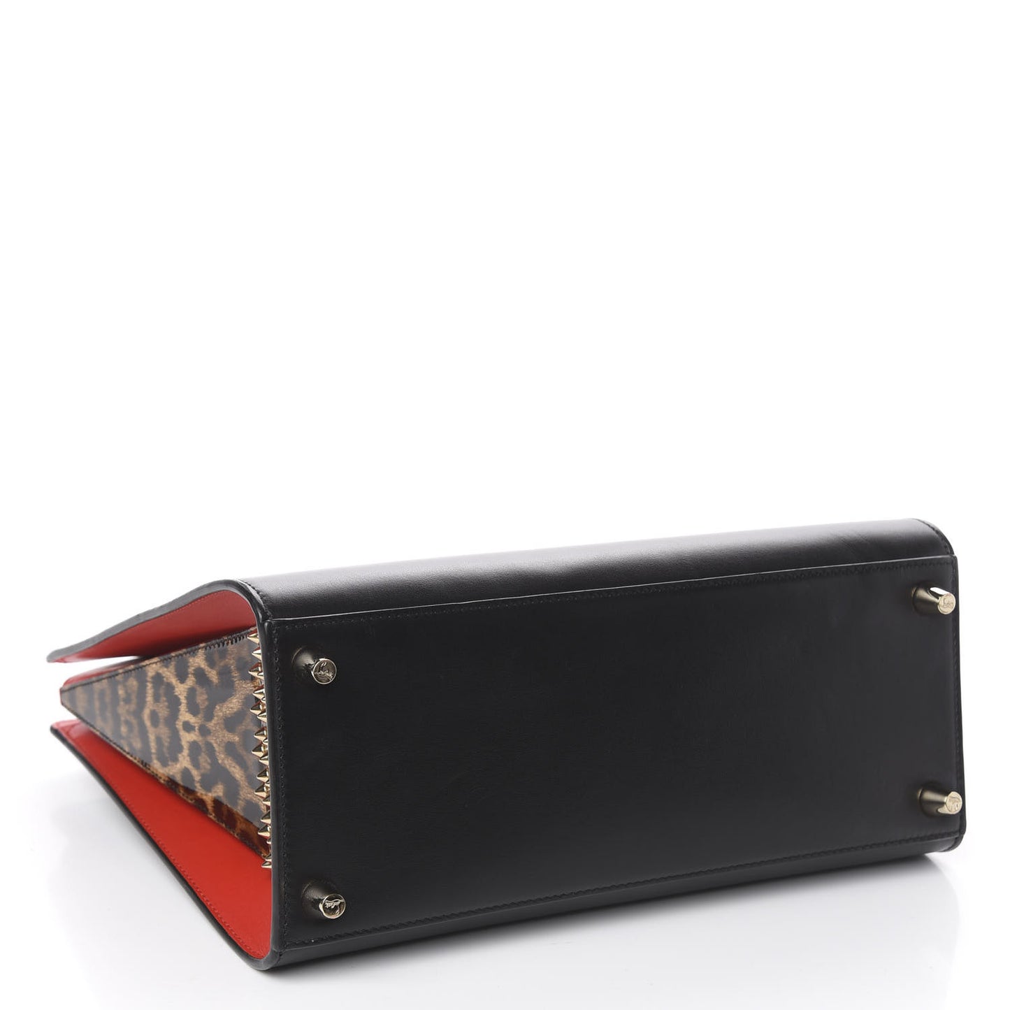 Calfskin Patent Leopard Spiked Large Paloma Black