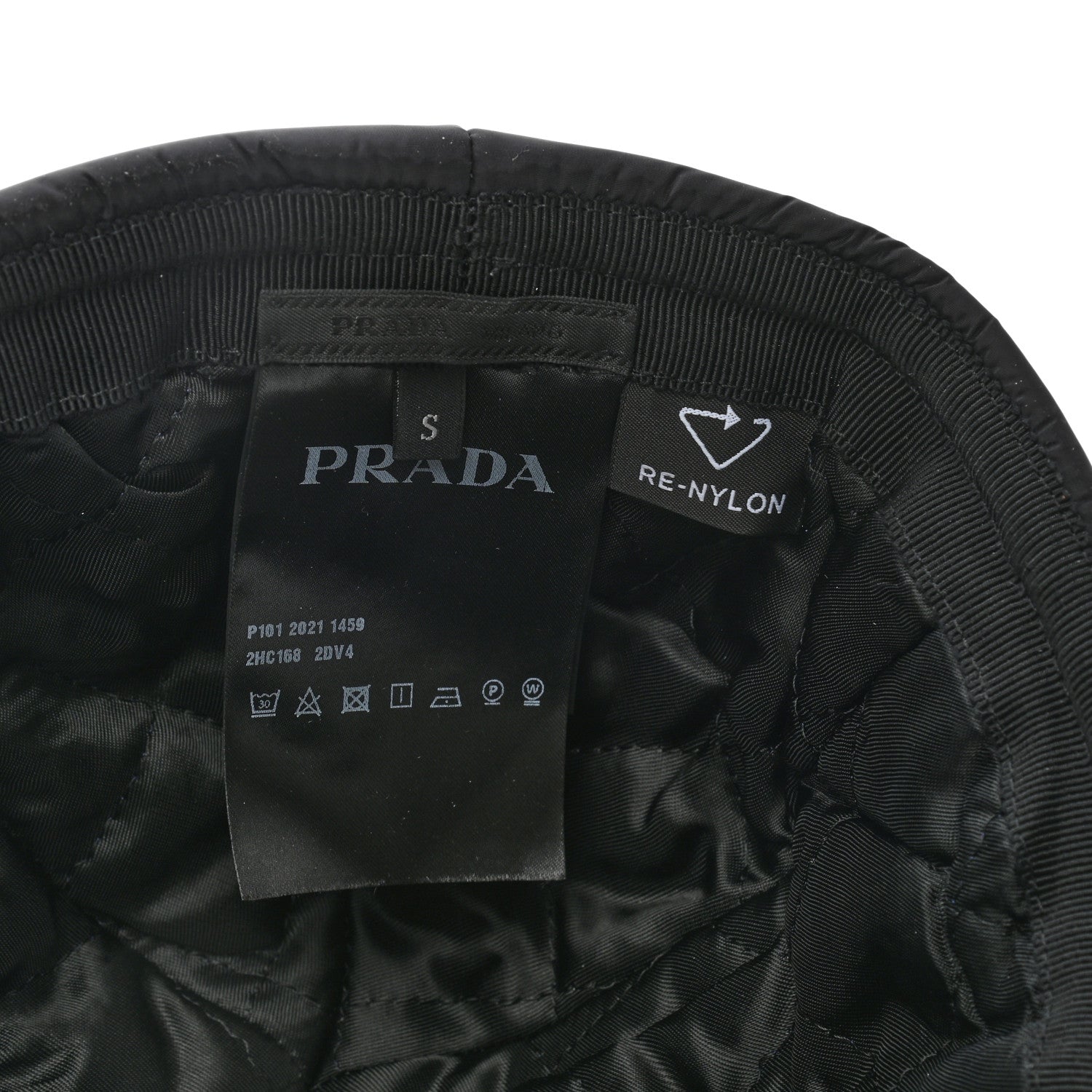 Prada Re-Nylon Padded Metal Triangle Logo Mens Beanie S Black 8 of 8