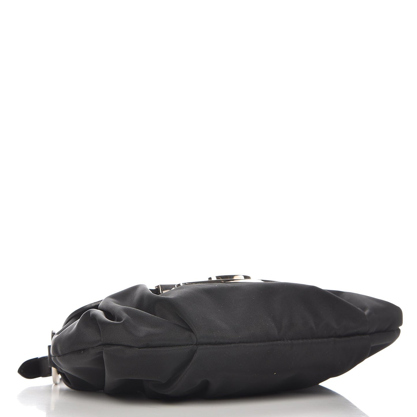 Tessuto Nylon Vitello Croc Antic Jeweled Shoulder Bag Black