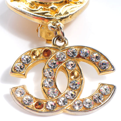 Chanel Pearl Crystal Clip On Earrings Gold 5 of 6