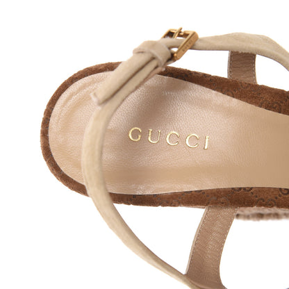 Gucci Suede Cork Guccissima Hollie Wedge Sandals 38.5 Nude 9 of 15