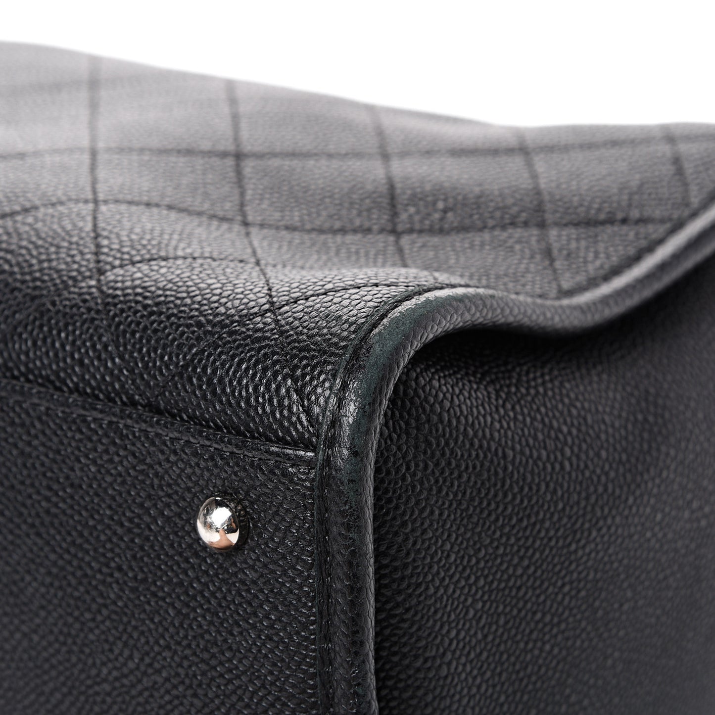 Caviar Stitched Shopping Tote Black