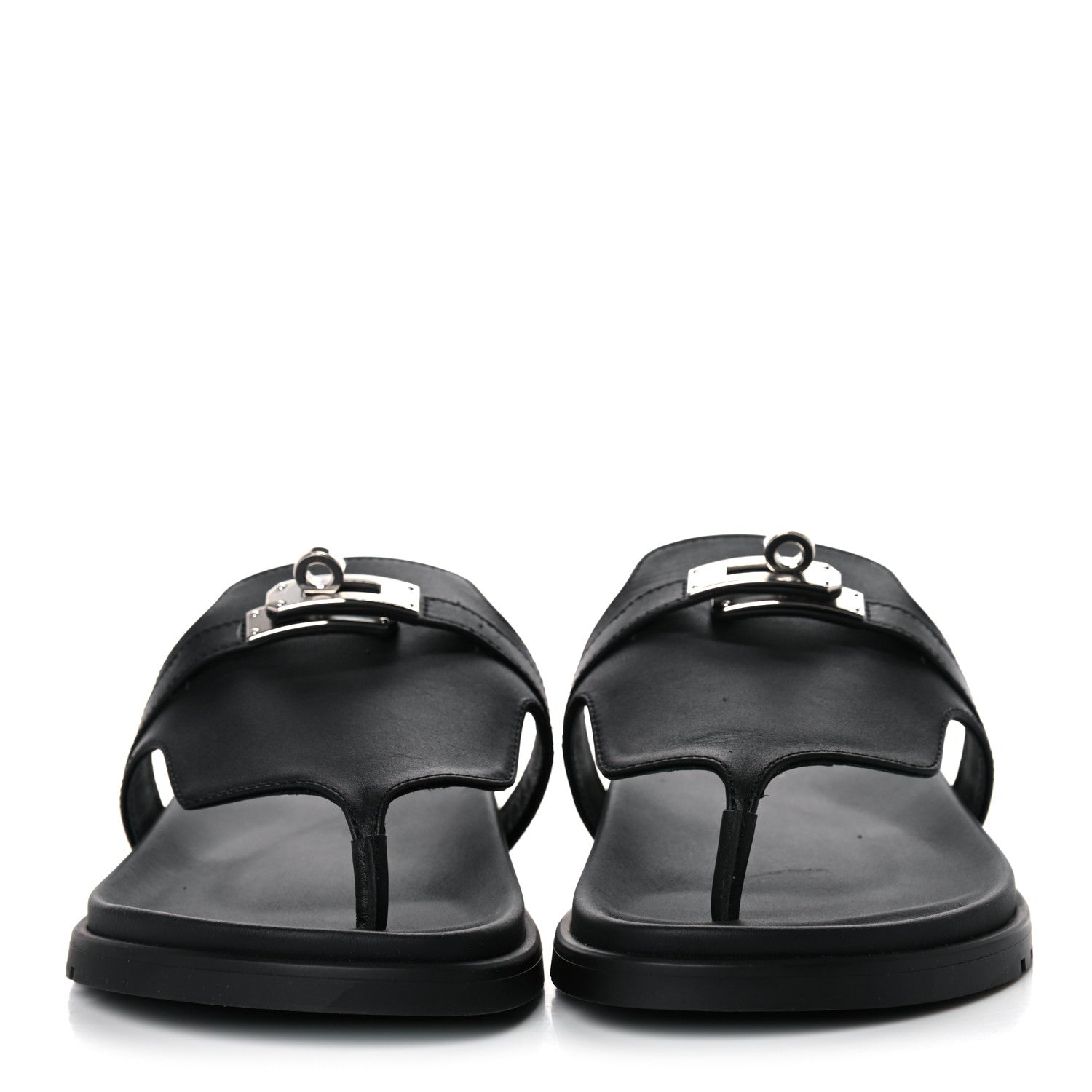 Hermes Calfskin Womens Empire Sandals 38.5 Black 2 of 12