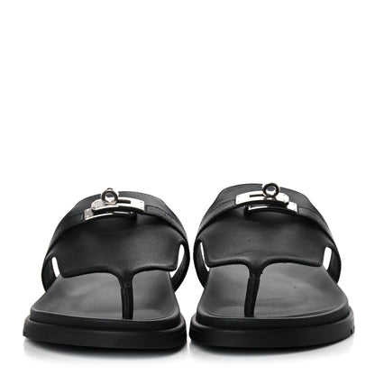 Hermes Calfskin Womens Empire Sandals 38.5 Black 2 of 12