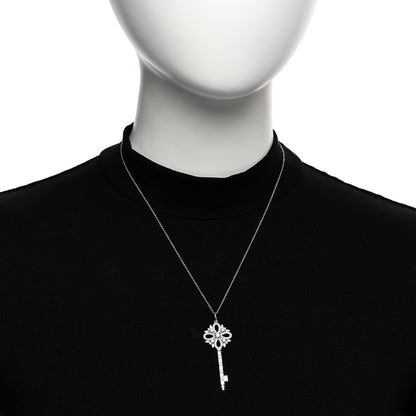 Tiffany Platinum Diamond Victoria Key Pendant Necklace 2 of 5