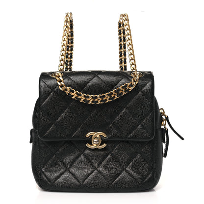 Chanel Shiny Caviar Quilted Chain Melody Backpack Black 1 of 10