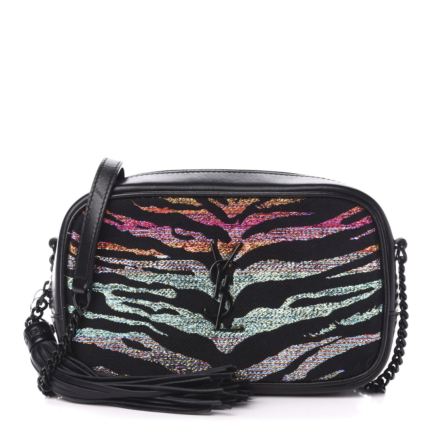 Saint Laurent Canvas Calfskin Metallic Tiger Print Monogram Lou Camera Bag Multicolor 1 of 11