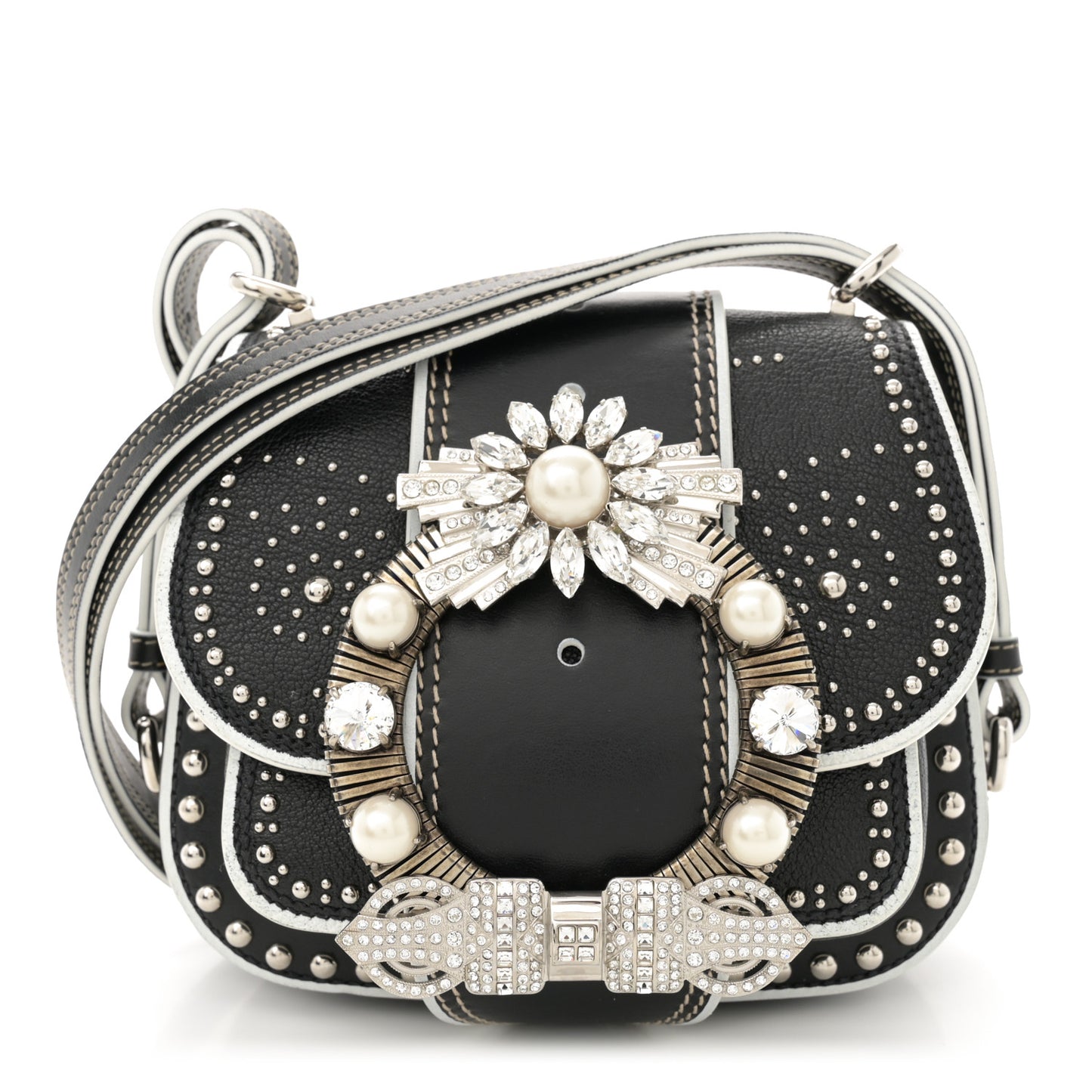 Goatskin Madras Soft Calf Crystal Embellished Lady Black