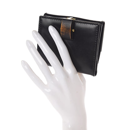 Gucci Calfskin Wood French Flap Wallet Black 2 of 7