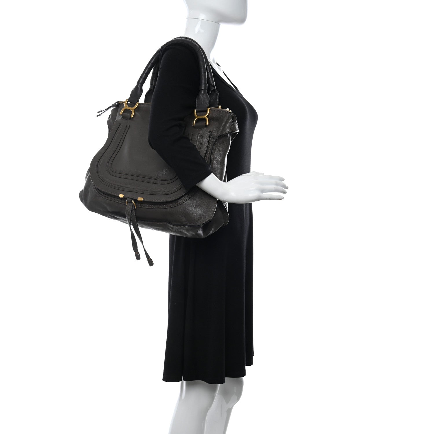 Chloe Calfskin Large Marcie Satchel Cashmere Grey 2 of 15