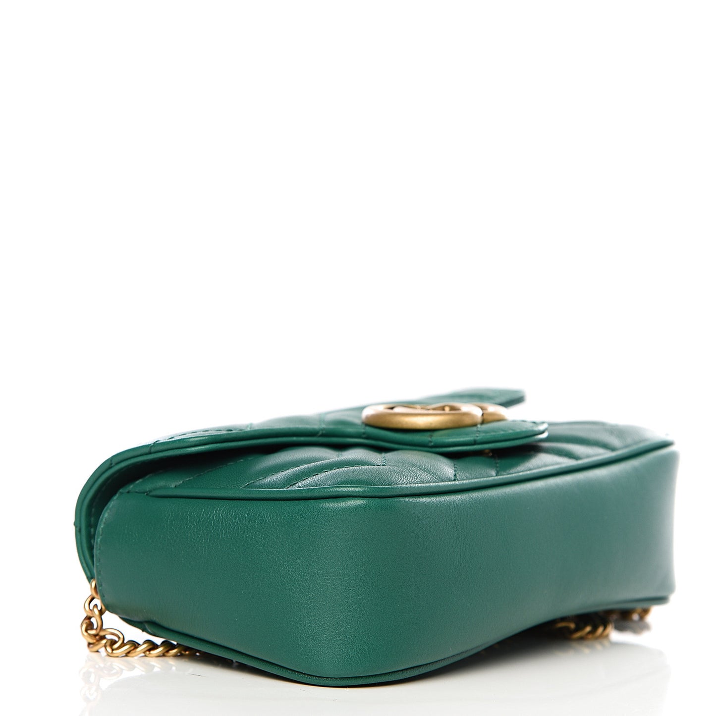 Calfskin Matelasse Super Mini GG Marmont Shoulder Bag Emerald Green