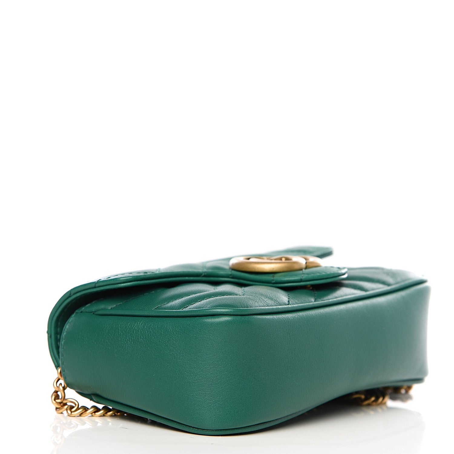 Gucci Calfskin Matelasse Super Mini GG Marmont Shoulder Bag Emerald Green 3 of 9