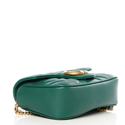 Gucci Calfskin Matelasse Super Mini GG Marmont Shoulder Bag Emerald Green 3 of 9