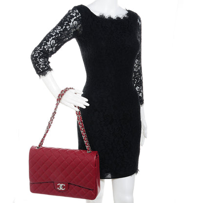 Chanel Caviar Quilted Maxi Double Flap Red 2 of 9