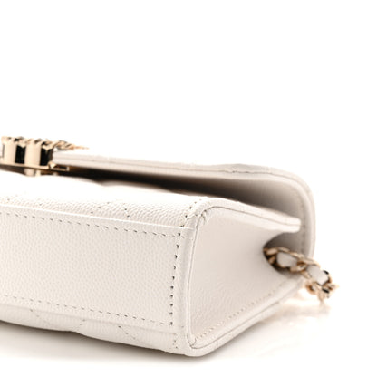 Chanel Caviar Quilted Chain Match Top Handle Phone Holder With Chain White 10 of 11