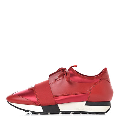 Balenciaga Satin Calfskin Womens Race Runner Sneakers 41 Rouge Groseille 1 of 7