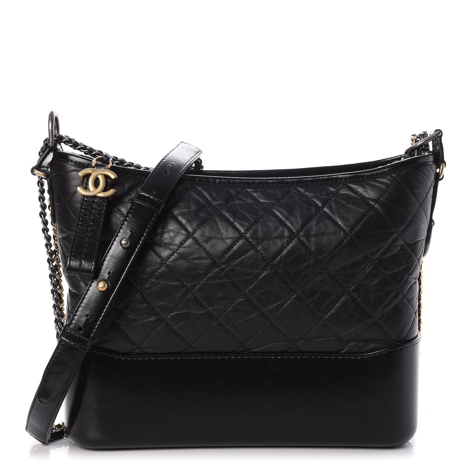 Chanel Aged Calfskin Quilted Medium Gabrielle Hobo Black 1 of 9