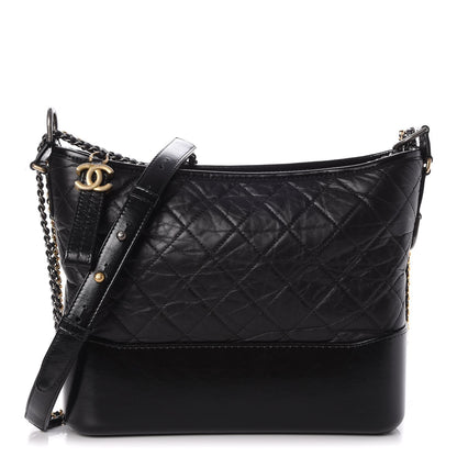 Chanel Aged Calfskin Quilted Medium Gabrielle Hobo Black 1 of 9