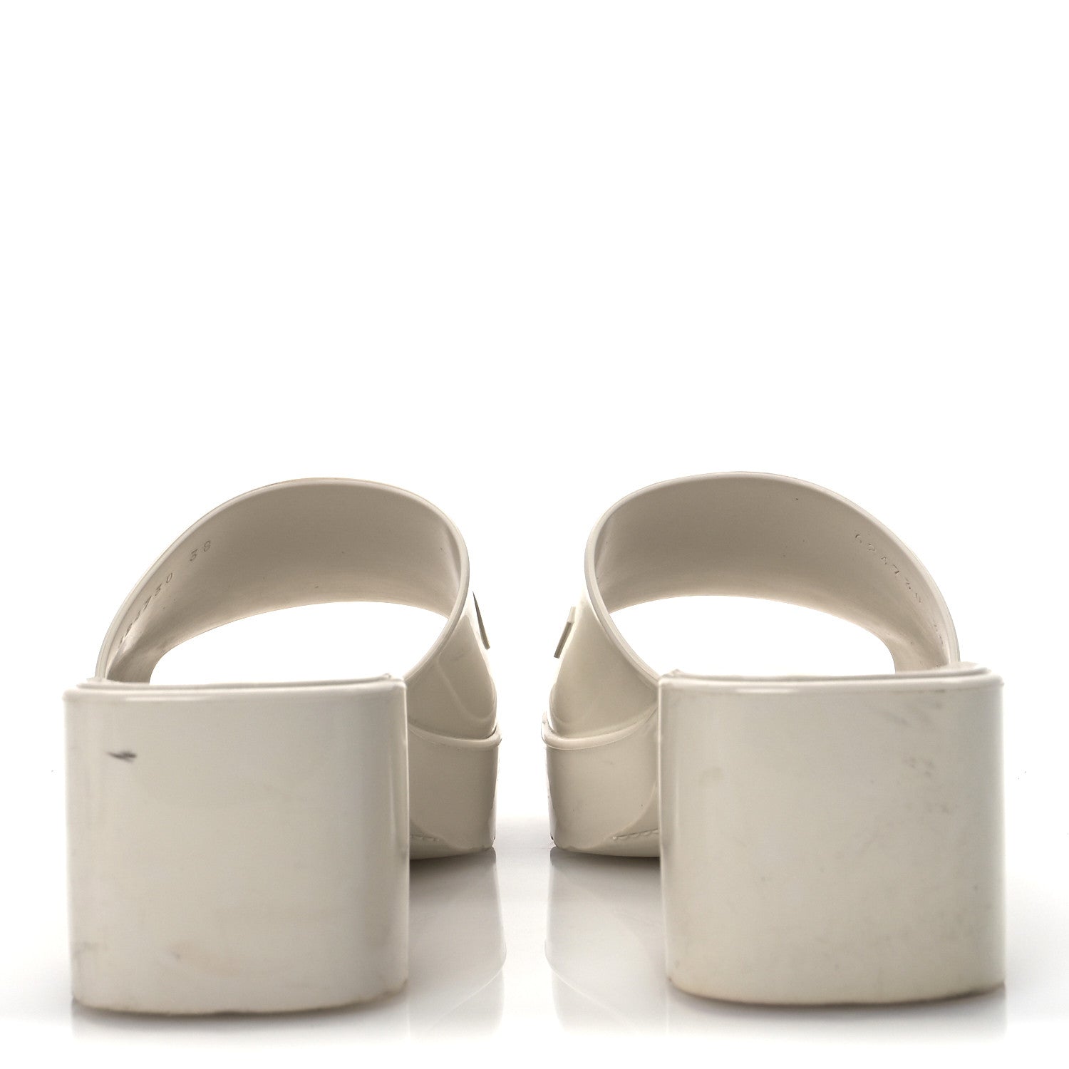 GUCCI ホワイト トングサンダル 38 Gucci Rubber Gucci Logo Womens Platform 20/60mm Slide Sandals 38