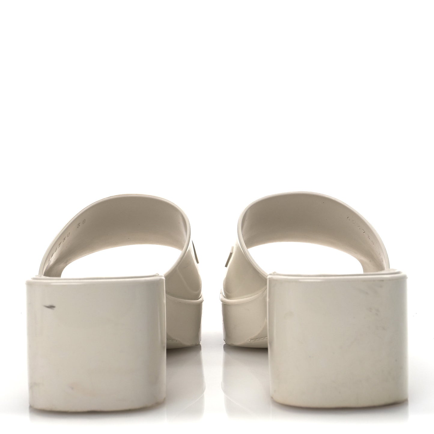 Rubber Gucci Logo Womens Platform 20/60mm Slide Sandals 38 Mystic White