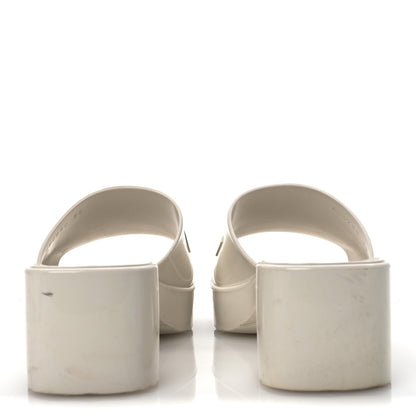 Gucci Rubber Gucci Logo Womens Platform 20/60mm Slide Sandals 38 Mystic White 6 of 14