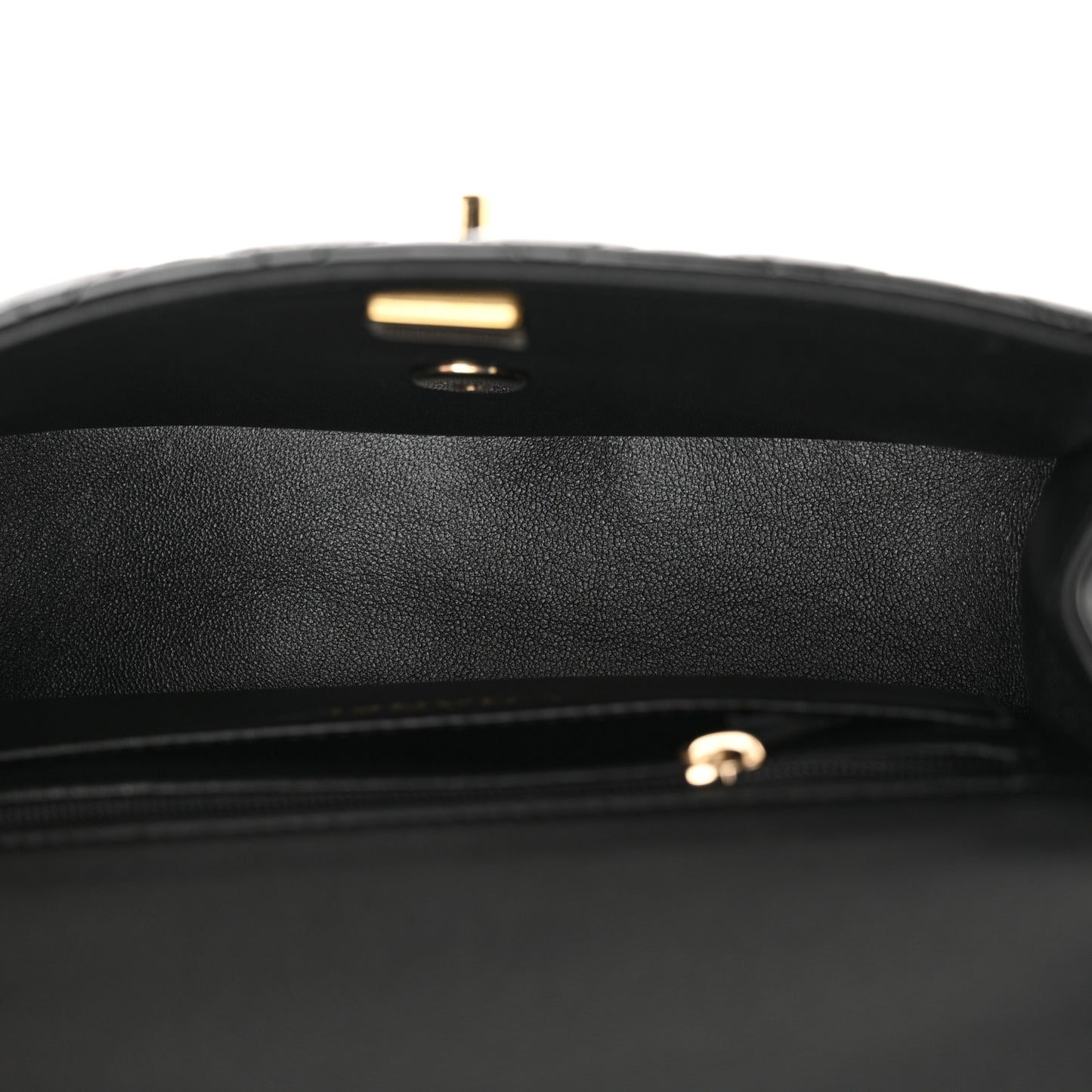 Patent Quilted Mini Top Handle Rectangular Flap Black