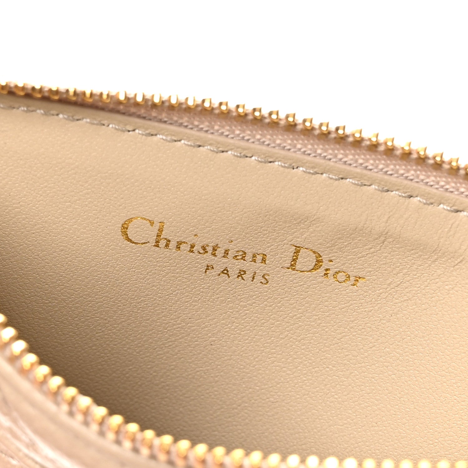 Christian Dior Supple Calfskin Cannage Caro Cosmos Zipped Card Holder Sand 6 of 7