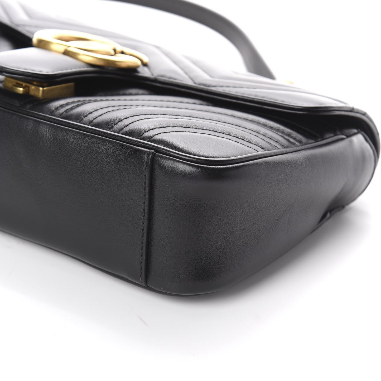 Calfskin Matelasse Small GG Marmont Shoulder Bag Black